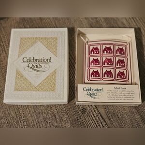 Vintage Ceramic Quilt Ornament School House By Hill Design 1990 Porcelain In Box